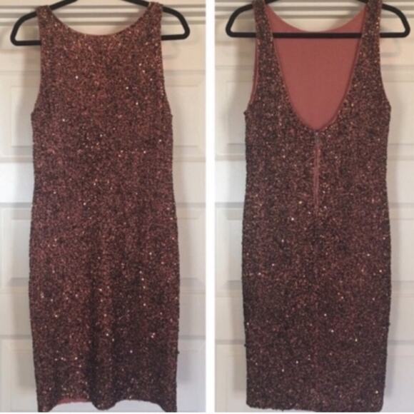 nwt Alice + Olivia Kimber Sequin Dress Rose Gold Stretch Bodycon size 10 - Picture 8 of 8